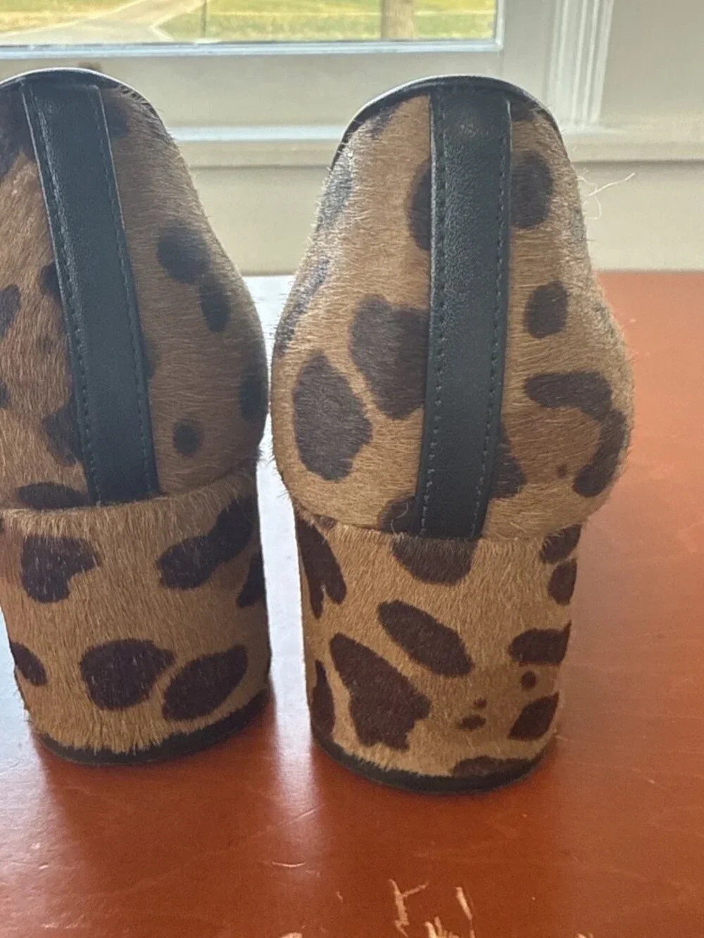 Cole Haan Daina D’Orsay Animal Print Haircalf Round Toe Block Heel Pumps Sz 7.5B